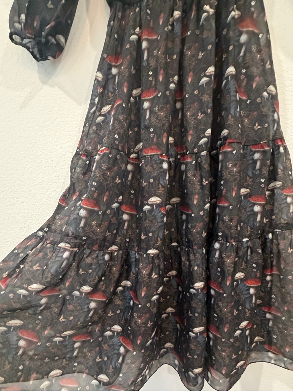 Disturbia Amanita Mushroom Organza Sheer Tiered Dress size small - Picture 8 of 13